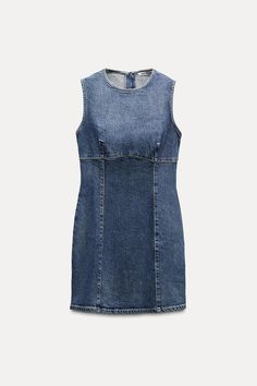 DENIM TRF DRESS - Blue | ZARA United States Denim Mini Dress With Back Zipper, Back Zipper Mini Denim Dress, Denim Blue Dresses With Zipper Closure, Sleeveless Summer Denim Dress With Back Zipper, Blue Mini Dress With Zipper Closure, Casual Sleeveless Denim Dress With Zipper Closure, Casual Sleeveless Mini Dress With Zipper Closure, Casual Sleeveless Mini Dress With Zipper, Sleeveless Denim Dress With Back Zipper