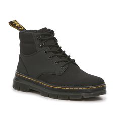 Dr. Martens-Rakim Boot The Rakim boot from Dr. Martens is a strudy add to your wardrobe. The extra tough design, with a durable canvas and synthetic mixed material construction, proves handy, while the classic Air Cushion sole provides a comfortable base. Black Boots, Wardrobe, Boots, Canvas, Clothes, Black, Design