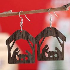 “Nativity Scene” Joseph Mary Baby Jesus Birth Manger Barn Magus Magi Wise Men Christmas Christian Catholic Faith Devout Holy Nostalgic Wood Lasercut Cut-Out Dangle Earrings. Lovely & Sweet Lasercut Wooden Nativity Scene Of Jesus’ Birth With Joseph & Mary Leaning Over His Manger Inside The Barn. Lightweight! Silver Stainless Steel Ear Hooks. Hypoallergenic. Lead & Nickel Free. New. Measurements: Eardrop Length: 2.4” Earring Width: 1.5” If You Want It, Don’t Let It Get Away Send Me An Offer! I Lov Wooden Nativity Scene, Animal Print Jewelry, Barn Christmas, Wooden Nativity, Gold Feather Earrings, Jesus Birth, Christmas Christian, Vintage Drop Earrings, Wood Earring