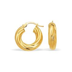 Buy LOVCIA Luxury Classic 14k Yellow Gold Twisted Hoop Earrings Twist Hoop Earrings, Chunky Earrings, Earrings Big, Earrings Diamond, Earrings Large, Handmade Ideas, Earrings Small, Earring Crafts, Snap Back