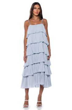 EVERY BIT OF PRETTY RUFFLE MAXI DRESS – AKIRA Ruffle Maxi Dress, Ruffled Maxi Dress, Strappy Sandals, Light Blue, Maxi Dress, Sandals, My Style