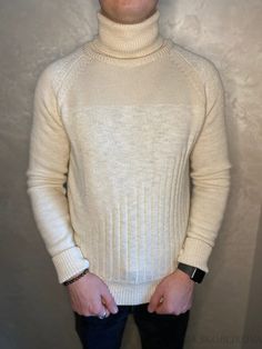 Men's knitted light cream color merino wool turtleneck All my creations are made with a healthy dose of enthusiasm, an innate sense of style, a bit of luck and pure love. This model is definitely one of the most popular among our valued customers. Knitwear looks great at any time of the year. I used high quality 100% Italian Merino yarn to create this product. The current model is soft and very warm. The price of a sweater is determined by the high cost of yarn, which indicates the quality of th Light Cream Color, Turtle Neck Men, Cosy Jumper, Mens Pullover, Handmade Sweater, Grey Turtleneck, Knit Alpaca, Pure Love, Wool Turtleneck