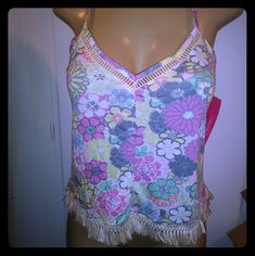 Cute Xhilaration Fringe Hippy Floral Top Adjustable Straps. Small Pit To Pit Measures 16". Large Is 19" Pit To Pit Floral Top, Women's Intimates, Pink And Green, Floral Tops, Adjustable Straps, Pajamas, Diamonds, Floral, Green