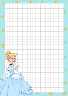 an image of a princess in front of a sheet of paper with crowns on it