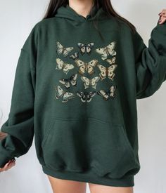 Moth Hoodie Cottagecore Bug Insecta Sweatshirt Lunar Moth - Etsy