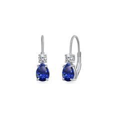 PRICES MAY VARY. Sapphire Earrings - The perfect accesory for any occasion, these dangling earrings are a beautiful addition to any jewelry collection. These fashion earrings showcase sparkling 7x5mm pear-cut and 3mm round-cut created blue sapphire stones. Silver Earrings for Women Fashion - These earrings secure by leverbacks and are crafted of fine sterling silver. Blue Earrings for Women - Keep from water cosmetics & chemical product. Clean with microfiber cloth Fashion Earrings - Jewelry pac Ear Pins Earrings, Luxury Earrings, Birthstone Earrings, Purple Earrings, Leverback Earrings, Birthstone Earring, Sapphire Earrings, Amethyst Earrings, Pretty Earrings