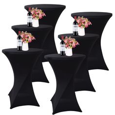 PRICES MAY VARY. 【Durable elastic material】You will receive 6 pack black stretch cocktail table cover measuring approximately diameter 32 inches diameter x 43 inches table height / 80 x 110 cm, these table cover covers are made of 95% polyester and 5% spandex, high quality and durable , sturdy, stain-resistant party tablecloth 【Double-layer Durable Pocket Design】Each of our cocktail fitted tablecloths is equipped with 4 double-layer elastic foot pockets, the table cover can also fit your table f High Top Table Decor, Cocktail Party Decorations, Cocktail Table Decor, Cocktail Party Decor, Square Cocktail Table, Black Tablecloth, Fitted Tablecloths, Wedding Cocktail Party, Kitchen Tablecloths