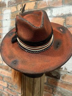 Cash Custom Burned Hat. - Etsy Distressed Brown Hat For Rodeo, Distressed Brown Hat For Country Events, Adjustable Faded Distressed Hat, Distressed Brown Brimmed Hat, Vintage Distressed Hats For Country Events, Western Distressed Brown Hat, Distressed Brown Western Hat, Distressed Brown Vintage Hat, Vintage Distressed Hat For Western-themed Events