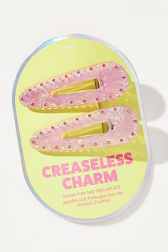 Bright, shiny, and effortlessly chic, this fun clip set keeps hair crease-free in style. | Charm Crease-Free Hair Clips, Set of 2 by Anthropologie in Pink, Women's, Acrylic/Glass/Iron Anthropologie Hair Clips, Fun Claw Clips, Hair Clip Packaging, Cute Clips, Fun Clip, Selfie Challenge, Preppy Gifts, Hair Charms, Stocking Stuffer Ideas