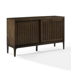 the sideboard is made out of wood and has two doors on each side, one door