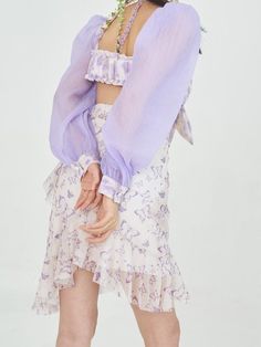 Material: 100% Polyester
 Size: SML
 
 Model: 170cm/49kg




 Length
 Hips
 Waist


 S
 64cm
 86cm
 64cm


 M
 64cm
 88cm
 L


 L
 L
 L 66cm
 L 66cm 90cm 72cm Purple Asymmetrical Skirt For Spring, Ruffled Skirt, L And Light, Ruffle Skirt, Light Purple, Bell Sleeve Top, Skirt, Purple, Women's Top