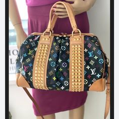 Auth Louis Vuitton Courtney Gm Multicolor Murakami Black Cross Body Handbag. 100% Authentic Great Condition Limited Edition Cross Body Handbag, Black Cross, Louis Vuitton Bags, Pink Yellow, Cross Body Handbags, Louis Vuitton Bag, Cross Body, Limited Edition, Bag Lady