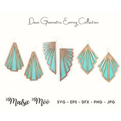 Geometric Deco Earring Collection - Maisie Moo Earring Template, Earring Svg, Silhouette Template, Faux Leather Earrings, Cricut Maker, Silhouette Cut, Geometric Earrings, Svg Cricut, Earrings Collection