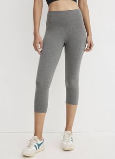 Ideal for light workouts or just chilling out at home, the Jockey® High Rise Cotton Stretch Capri Legging is all about breathable comfort. The perfect blend of softness and stretch, this pair features a high-rise waist for smooth support. | Jockey® High Rise Cotton Stretch Capri Leggings in Charcoal Casual 4-way Stretch Capris For Yoga, Casual Gray 4-way Stretch Leggings, Casual Gray Leggings With 4-way Stretch, Casual 4-way Stretch Capri Yoga Pants, Comfortable Moisture-wicking Solid Activewear, Gray 4-way Stretch Sporty Activewear, Sporty Gray 4-way Stretch Activewear, Capri Length Leggings For Yoga, Capri Length Yoga Leggings