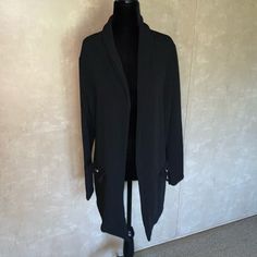 Boohoo Cardigan Sz 10 Black Nwt 95% Polyester 5% Elastane Silver Pocket Embellishments Winter Layering Black Blazer, Black Winter Layering Blazer, Black Winter Blazer For Layering, Chic Black Blazer For Layering, Black Fitted Long Cardigan, Black Formal Cardigan For Fall, Formal Black Cardigan For Fall, Chic Open Front Cardigan For Night Out, Elegant Black Cardigan For Night Out