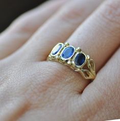 Sapphire Gold Ring, Vintage Style Ring for a Woman, Blue Sapphire Ring , 14k Solid Gold Ring, Gold A 14k Gold Blue Three Stone Jewelry, Unique Blue 14k Gold Rings, Elegant Handmade Sapphire Promise Ring, Unique Yellow Gold Sapphire Ring, Sapphire Three Stone Ring In 14k Gold, Handmade Yellow Gold Sapphire Ring, 14k Gold Oval Sapphire Ring Hallmarked, Unique 14k Gold Sapphire Ring For Anniversary, Unique Yellow Gold Sapphire Ring For Anniversary