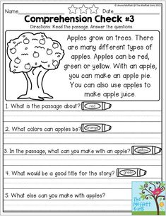 worksheet for grade 3 students to practice reading and writing with the apple tree