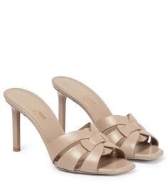 Saint Laurent for Women Online | Mytheresa US Ysl Tribute Sandals, Ysl Tribute, Beige Sandals, Beige Heels, Saint Laurent Shoes, Mule Sandals, Suede Sandals, Pretty Shoes, Dream Shoes