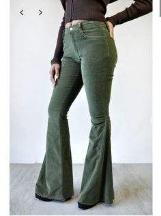 Vintage 90s Rampage USA Olive Green Corduroy￼ Low Rise Trouser Pant Sz 7 Flare. Olive green rampage and clothing Y2K 1990s vintage stretch spandex cotton mix corduroy looking pants. Flare leg 10 inches at the bottom Item is preowned low waist tiny belt loops two front pockets zipper closure with two hooks Sexy and stretchy See photos for measurements Juniors size 7 I’m 39 and I bought these in high school :) 1900s 00 VTG minimal Chic Bebe retro flare hippie boho festival spring summer winter fal Green Flare Leg Pants, 90 Flare Pants, Cheap Brown Wide Leg Bottoms, Cheap Vintage Straight Leg Bottoms, Courdoury Flare Pants, Forest Green Courderoy Pants, Curvy Flare Pants, Cordory Flare Pants, 200s Flare Pants