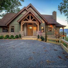 a large house with a wooden front door