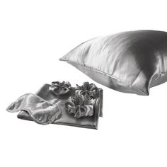 This unique 6 pieces set includes a sleep mask, 3 scrunchies, and 2 pillowcases. We are designed to block out light and provide a restorative beauty sleep and are made with soft and 100% silk charmeuse satin fabric. Perfect as a gift to loved ones. Swift Home Color: Silver | Swift Home Silky Microfiber Pillowcase & Bedding Accessory 6-Piece Set graySilk / Satin in Silver | Full / Double | Wayfair Roses Store, Bedtime Ritual, Satin Pillow, Satin Pillowcase, Beauty Sleep, Satin Roses, Gold Models, Hair Breakage, Sleep Set