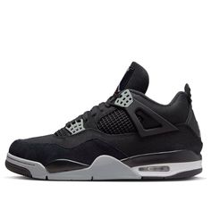 The Air Jordan 4 Retro SE Black Canvas is here to provide a classic twist to your sneaker collection. Featuring a black canvas upper, this sophisticated mid-top sneaker elevates any style instantly with its showstopping design. Accents of gray tonal suede cover the eyelets and forefoot overlays, creating an eye-catching contrast and adding textural interest to the silhouette. The Jumpman logo graces the heel while a crimson Flight logo highlights the woven tongue tag. To complete the look, a two-tone polyurethane midsole with visible Air cushioning in the heel offers maximum durability and comfort for all day wearability. Get ready for heads turning your way each time you wear Out Jordan 4 Retro SE Black Canvas sneakers! Xmas Shoes, Flight Logo, Jordan 4’s, Jordan 4 Black, Nike Air Jordan 4, Retro Basketball Shoes, Jordan 4s, Jumpman Logo, Mid Top Sneakers