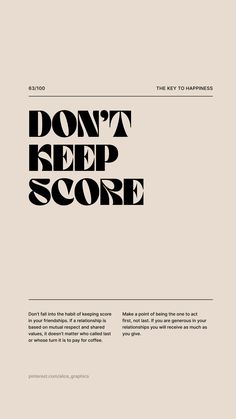 Don't Keep Score Motivational Quote Art Print 2024 Aspirations, Wall Pictures