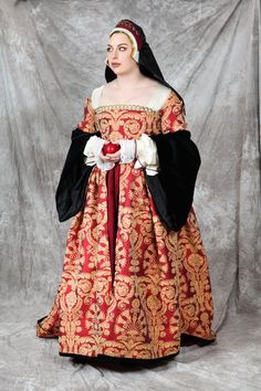 One of the most known  dresses of the 16th century, the dress of Anne Boleyn. This dress consists of three parts: kirtle, the gown itself and the sleeves. There is a choice of fabrics. This dress is made of taffeta, jacquard and cotton velvet. Custom sized to your measurements. Please send me bust, waist, hip and length measurements after the order has been completed. Can be shipped in other countries, please feel free to ask. There are a lot of different historical dresses and costumes in my sh Baroque Medieval Dress Costume, Baroque Medieval Dress For Fancy Dress, Medieval Baroque Dress For Fancy Dress Occasions, Historical Ornate Medieval Dress For Fancy Dress, Historical Baroque Medieval Dress For Fancy Dress, Baroque Medieval Dress For Festivals, Baroque Medieval Festival Costume Dress, Medieval Baroque Costume Dress, Baroque Medieval Dress With Historical Design