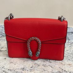 Red With Silver/Pewter Hardware. New, Never Worn With Dustbag Red Shoulder Bag With Silver-tone Hardware For Everyday, Red Satchel Bag With Silver-tone Hardware, Daily Use Red Shoulder Bag With Silver-tone Hardware, Pewter Hardware, Modern Red Shoulder Bag With Silver-tone Hardware, Red Shoulder Bag With Silver-tone Hardware And Double Handle, Red Accessories, Red Fashion, Fashion Handbags