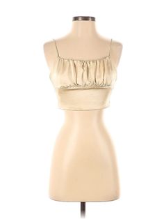 Zara Sleeveless Blouse Size: Small Tops - used. No Fabric Content | Zara Sleeveless Blouse: Tan Tops - Size Small Affordable Zara Crop Top, Fitted Zara Tops, Cheap Zara Cropped Blouse, Cheap Zara Cropped Top, Cheap Trendy Zara Blouse, Cheap Beige Zara Tops, Zara Sleeveless Top, Tan Top, Ivory Tops