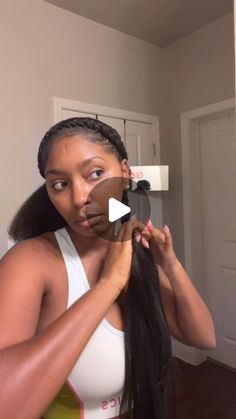 Tee 🤍 | Natural Hair on Instagram: "Quick, cute, & most importantly… EASY 🥳    That’s the hairstyles we’re going for all summer long! Tea down below ⬇️   🤍 60” Prestretched Kankelon Braiding Hair  🤍 The braids in the front are my hair, no hair added!  🤍 The two braids in the back took 1 bundle each of braiding hair.  🤍 Both ponytails have TWO braids, divide your hair evenly & that’s your two braids. 4 total!  🤍 There are only 4 parts. The front is slanted, the back is straight down the middle.  🤍 It took about 1 hour & 30 mins! The braids stop mid butt!     The 3-way mirror is still linked in my Amazon SF under “Natural Hair Essentials” ✨ its a lifesaver for protective styles that require even the simplest parting!   Follow @teerachelle_ for More Curly Content & Tips 📲   #protecti Diy Easy Protective Hairstyles, Braid In Front Ponytail In Back, Two All Back Hairstyle, Twist Using Braiding Hair, Can't Braid Hairstyles, Things To Do With Braiding Hair, Easy Protective Styles With Braiding Hair, Two Braids And Weave In The Back, Quick Hairstyles Braiding Hair