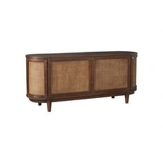 the sideboard is made out of wood and wicker