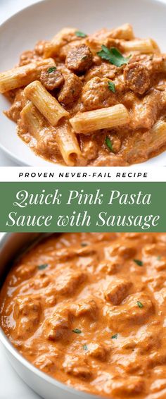 Image for Quick Pink Pasta Sauce with Sausage Italian Sausage Pasta Pink Sauce, Vodka Sauce With Sausage, Pink Sauce For Pasta, Blush Sauce Recipe, Pasta Sauce With Sausage, Date Night Pasta, Blush Sauce, Rosa Pasta, Sausage Pasta Sauce