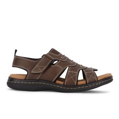 These sporty Dockers sandals are sure to be your new favorite weekend companions. Made with a more relaxed fit and memory foam insoles, they create a new level of personalized comfort. The distressed, man-made uppers and velcro straps give off truly laid-back casual vibes, while the durable rubber outsole means you can take on any terrain. Perfect for warm weather, weekends, and your favorite shorts - add these sandals to any day to reach ultimate relaxation. Size Tip: Size down a 1/2 size from Brown Casual Sport Sandals With Arch Support, Casual Brown Sport Sandals With Arch Support, Comfortable Sandals With Rubber Sole, Sporty Brown Sandals With Cushioned Footbed, Casual Sandals With Arch Support, Shoe Warehouse, Hiking Sandals, Outdoor Sandals, Open Toe Shoes