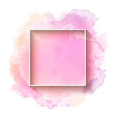 a pink watercolor background with a white square in the middle and an empty space for text