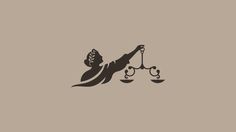 the lady justice symbol is shown in black on a light brown background, and it appears to be an illustration