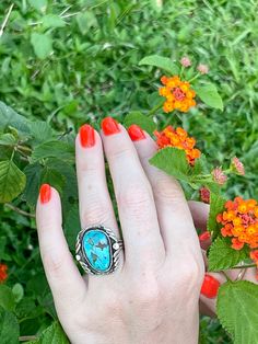 Vintage Native American Silver And Turquoise Ring Authentic Native American made silver ring with genuine turquoise stone in bright blue speckled with black. Believed to be from the 1970s sourced out of New Mexico, artist unknown but the craftmanship says everthing about it’s authenticity. Size 6 Collectible Blue Turquoise Inlay Ring, Blue Artisan Turquoise Ring Nickel Free, Southwestern Blue Turquoise Ring With Patina, Artisan Turquoise Ring Stamped 925, Artisan Blue Turquoise Ring Stamped 925, Headpiece Accessories, Headpiece Jewelry, Genuine Turquoise, American Made