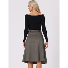 This beautifully a-line belted skirt brings a classic fall vibe to smart casual ensembles. Updating your wardrobe with this faux suede pocket skirt with an A-line silhouette for a universal body shape. Merging feminine and modern styles, this skirt is made of stretchy faux suede, which is comfortable and chic for the fall/winter season. Matching timeless knitwear, a blouse, retro leather boots, or high heels for a smart feminine impression. Midi Skirt With Belt, Timeless Knitwear, Satin Joggers, Belted Skirt, Midi Skirt With Pockets, Skirt With Belt, Bodycon Midi Skirt, Pocket Skirt, Midi Flare Skirt