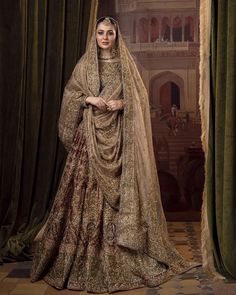 Royal Hazel Green Embroidered Pakistani Bridal Wear Lehenga Dress Pakistani Bridal Couture, Pakistani Bridal Dress, Dupatta Style, Pengantin India, Walima Dress, Latest Bridal Lehenga, Bridal Dupatta, Desi Wedding Dresses, Hania Amir