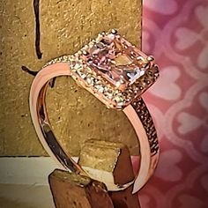 Just In Time For Valentines Day! Perfect For A Gift For Yourself Or Someone Else! Nwt Luxury Pink Morganite Jewelry, Formal Pink Morganite Rings, Pink Rings For Formal Occasions, Pink Rings With Accent Stones For Party, Pink Party Rings With Accent Stones, Pink Morganite Rings With Diamond Accents, Pink Princess Cut Ring With Diamond Accents, Classic Princess Cut Pink Rings, Classic Pink Princess Cut Ring