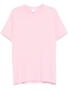 rose pink cotton lightweight jersey logo print to the rear crew neck short sleeves straight hem Basic Pink Summer Shirt, Pink Cropped T-shirt For Streetwear, Basic Pink Cotton Shirt, Pink Cotton Short Sleeve Shirt, Basic Pink Crew Neck T-shirt, Pink Cotton T-shirt With Short Sleeves, Basic Pink Short Sleeve Tops, Pink Graphic Tee With Crew Neck, Pink Crew Neck Graphic Tee