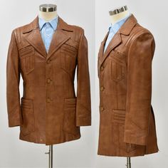 "Free Shipping. Free Returns. Everyday.* Soft brown leather jacket Fully lined Unique pleating on all pockets, shoulders, & back yoke Double back vent Missing the zip out winter liner Vintage Tag Size: none found Fits Like: 39 Outer pockets: 4 Inner pockets: 2 Chest:41\" Shoulder: 18\" Length: 33.5\" Pre-cleaned No need to clean the pre-owned or vintage garment when it arrives, we've done it for you. Every item we offer is triple checked for any issues and always cleaned and sanitized. International Shipping * International orders do not qualify for free returns. We ship to most countries with the eBay Global Shipping Program. If having an issue with shipping to your country, please contact us. Vintage Sizing It can be difficult to know your size with vintage items which is why we have siz Business Leather Jacket With Pockets For Fall, Leather Jacket With Pockets For Business In Fall, Brown Leather Outerwear With Notch Lapel, Leather Business Outerwear With Patch Pockets, Classic Leather Jacket With Multiple Pockets, Winter Business Leather Jacket With Welt Pockets, Fitted Brown Leather Jacket With Lapel Collar, Brown Leather Jacket With Patch Pockets, Fitted Brown Outerwear With Flap Pockets