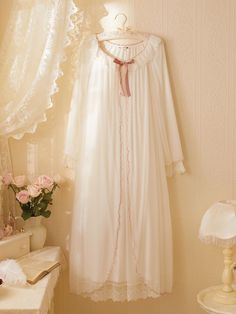 This price is for a nightgown only, others are not included.   	 		 			Size 			XS 			S 			M 			L 			XL 		 		 			Full Length 			119 			122 			125 			128 			128 		 		 			Shoulder to Sleeve Length 			64.4 			65.7 			67 			68.3 			69.6 		 		 			Bust 			87 			91 			95 			99 			103 		 		 			Neck Circumference 			69 			70.5 			72 			73.5 			75 		 		 			Hem Circumference 			159 			163 			167 			171 			175 Princess Nightgowns, Organize Clothes, Clothes Organization, Contrast Trim, Night Gown, Cosplay Costumes, Lace Trim, Full Length, Sleeve Length