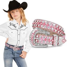 PRICES MAY VARY. ✦ Rhinestones Design - This is kids gorgeous belts with vintage western rhinestone buckle; three row of shinny rhinestones run the length of the belt, which are very dazzling and eye-catching; the both edge of the belt with pearl edging, exquisite and beautiful. Great accessories choice for boys & girls. ✦ Premium Material - This kids western belt made of high quality faux leather, and the rhinestones belt buckle backing screw fix is also conveniently removable, meet your switch Rhinestones Belt, Bohemian Costume, Rhinestone Belt Buckle, Cowgirl Belts, Bling Belts, Crystal Belt, Western Belt, Rhinestone Belt, Branded Belts