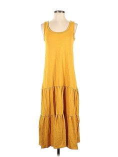 Gap Casual Dress Size: X-Small Yellow Dresses - used. 60% COTTON, 40% MODAL, Midi, Scoop Neck, Midi/Calf Length, Sleeveless | Gap Casual Dress: Yellow Dresses - Size X-Small Petite Gap Midi Length Dresses, Casual Spring Stretch Maxi Dress, Gap Cotton Dresses For Spring, Casual Gap Maxi Dress, Gap Casual Maxi Dress, Casual Fitted Cotton Maxi Dress, Fitted Cotton Maxi Dress In Casual Style, Spring Midi Dress By Gap, Gap Midi Length Maxi Dress For Spring