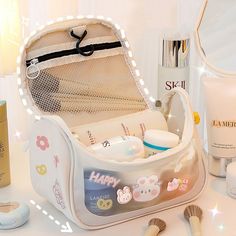 #makeup #bag Kawaii Makeup Bag, Cute Large Capacity Cosmetic Bag For School, Cute Large Capacity Rectangular Cosmetic Bag, Large Capacity Cute Cosmetic Bag For School, Kawaii Travel Pouch Bag, Kawaii Travel Bag With Zipper Closure, Cute Travel Shoulder Bag, Cute Portable Bags For Travel, Cute Portable Shoulder Bag For Travel