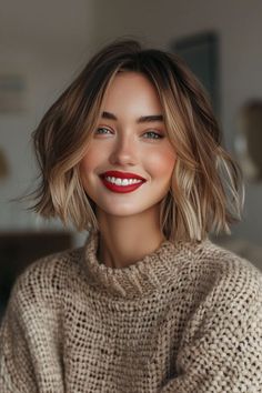 Shoulder Length Fall Hair, Red And Brunette, 2024 Hair Trends, Bob Hair Color, Side Bangs Hairstyles, Fall Hair Cuts, Bangs Hairstyles