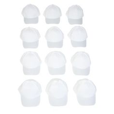 white caps are arranged in rows on a white background