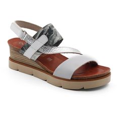 Dorking Agnes D8786 Wedge Sandal (Women) - Blanco Sandals - Heel/Wedge - The Heel Shoe Fitters White Wedge Sandals With Adjustable Strap For Beach, White Wedge Sandals With Adjustable Strap And Round Toe, White Slingback Strap Sandals, White Slingback Sandals With Strap, Synthetic Strap Wedge Heel Sandals, Synthetic Strap Sandals With Wedge Heel, Synthetic Wedge Heel Sandals With Strap, Wedge Sandals With Strap And Closed Toe, Double Strap Wedge Sandals With Removable Insole For Beach