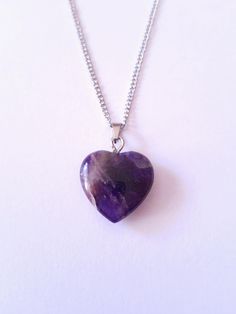 Amethyst Heart Silver Victorian necklace gift necklace Boho necklace Lilac necklace purple necklace amethyst jewelry gift for her lavender Amethyst necklace.  Beautiful silver-tone genuine Amethyst Heart shaped necklace . Silver tone chain. Genuine Amethyst necklace . Romantic necklace . Beautiful Amethyst necklace . Amethyst jewelry. Perfect Gift for girlfriend,  mother,  sister,  bridesmaids or Maid of honor. Gift for special people or jewelry set for your special occasion. We can make the same style earrings, if you want to have a beautiful jewelry set. FREE SHIPPING  Material: Genuine Amethyst, silver-tone metal chain. The color of a Amethyst may varied because of the natural shape and colors of a genuine Amethysts.  Length of necklace (we can make the length by your size):  18.20 ( 46 Lilac Necklace, Victorian Necklace, Lavender Amethyst, Romantic Necklace, Perfect Gift For Girlfriend, Amethyst Heart, Necklace Amethyst, Necklace Purple, Heart Shaped Necklace